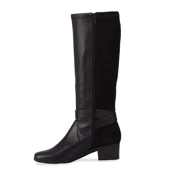 ROS HOMMERSON Max WWS Black Knee-High Leather/ Suede Women's Boots, size 8M